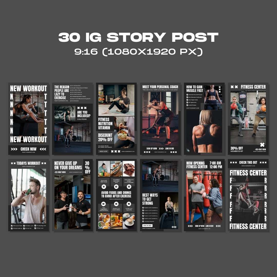 120 Fitness Gray Instagram Post - Social Media Canva Template