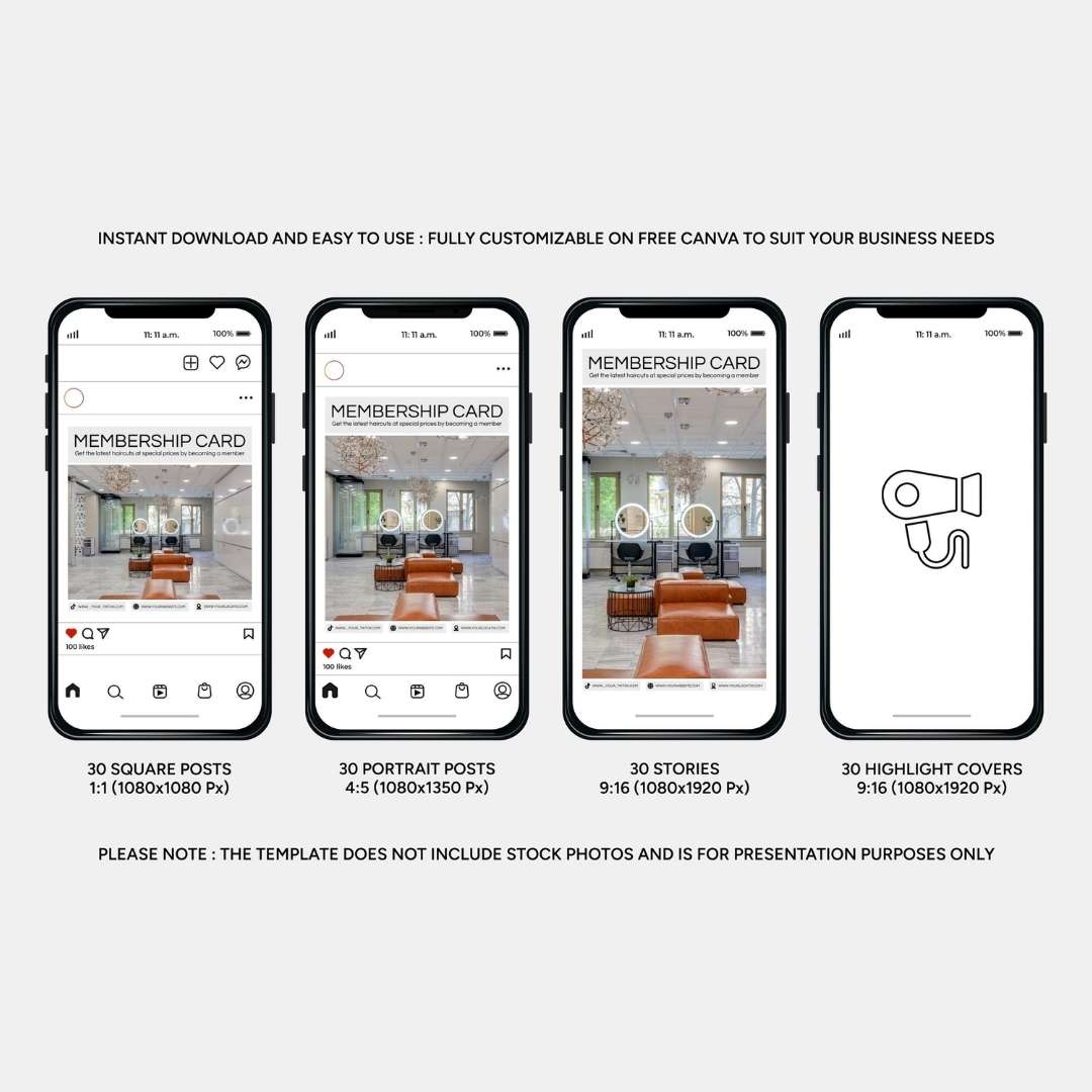 120 Hairstylish White Instagram Post - Social Media Canva Template