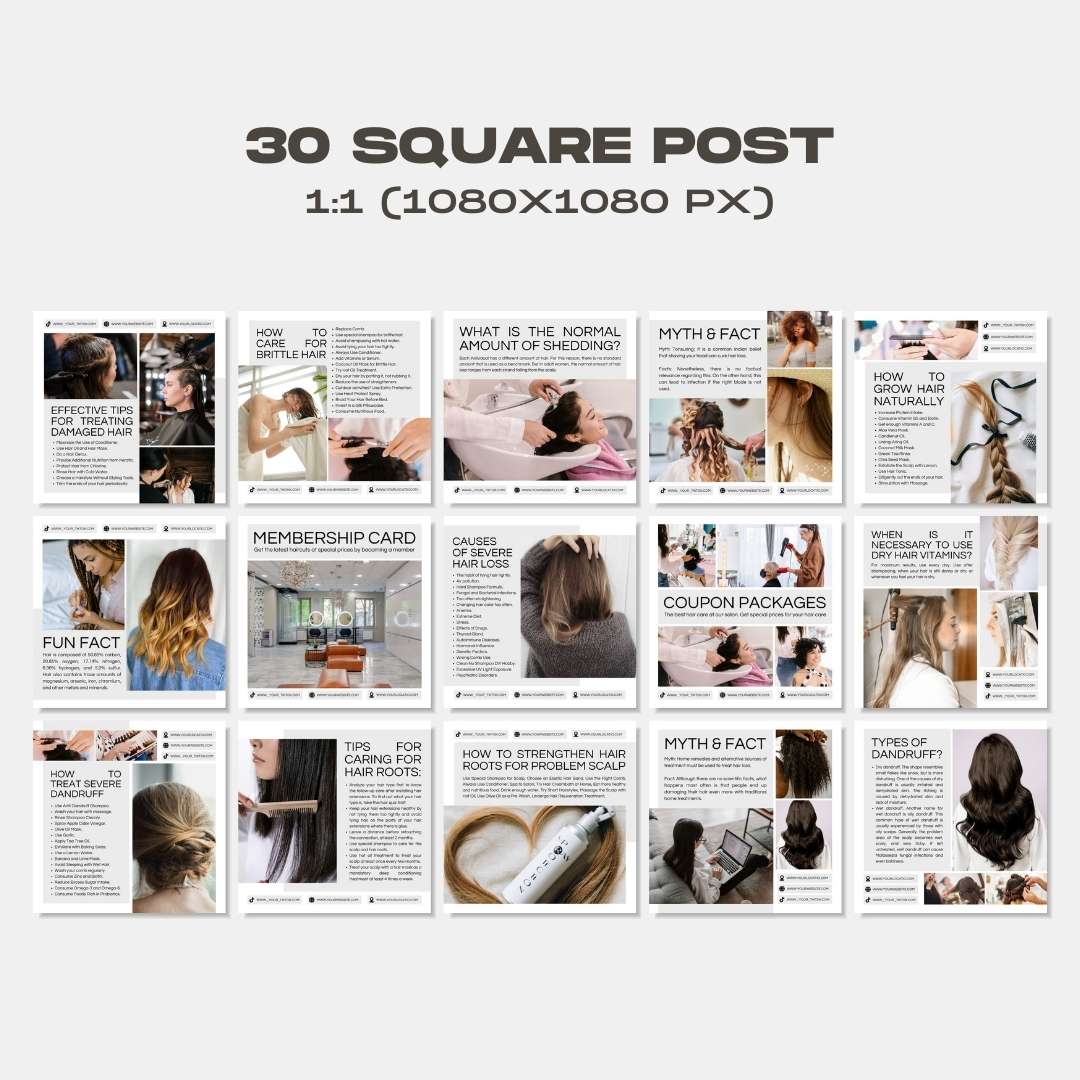 120 Hairstylish White Instagram Post - Social Media Canva Template