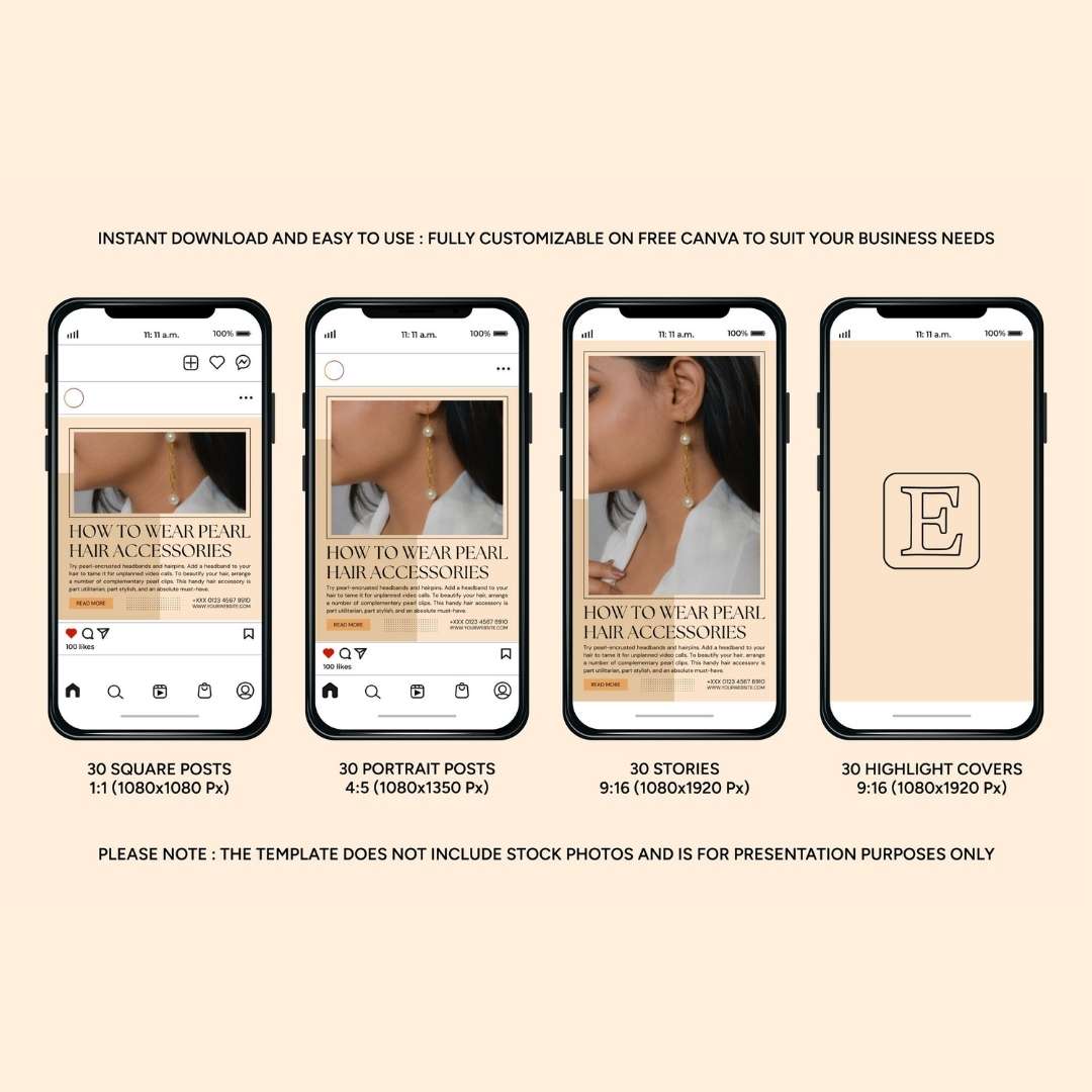 120 Jewelry Cream Instagram Post - Social Media Canva Template