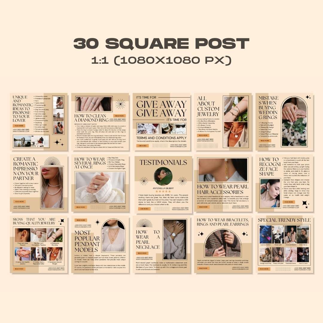 120 Jewelry Cream Instagram Post - Social Media Canva Template