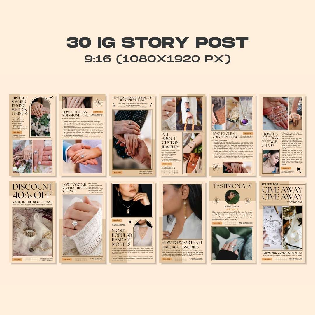 120 Jewelry Cream Instagram Post - Social Media Canva Template
