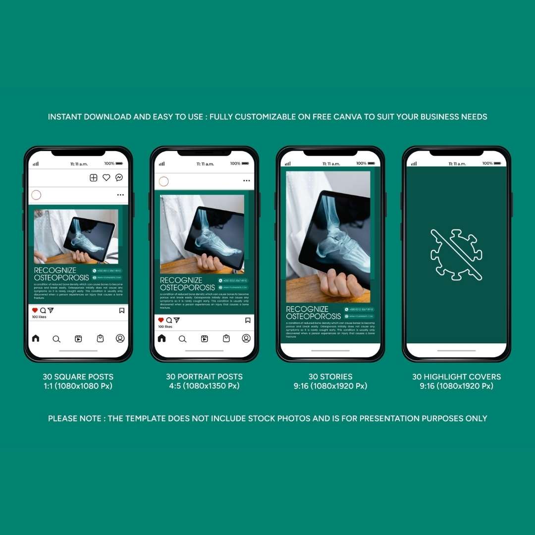 120 Green Medical Instagram Template – Social Media Canva Template