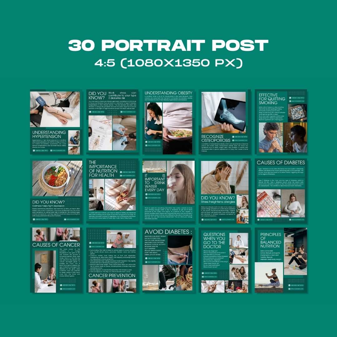 120 Green Medical Instagram Template – Social Media Canva Template
