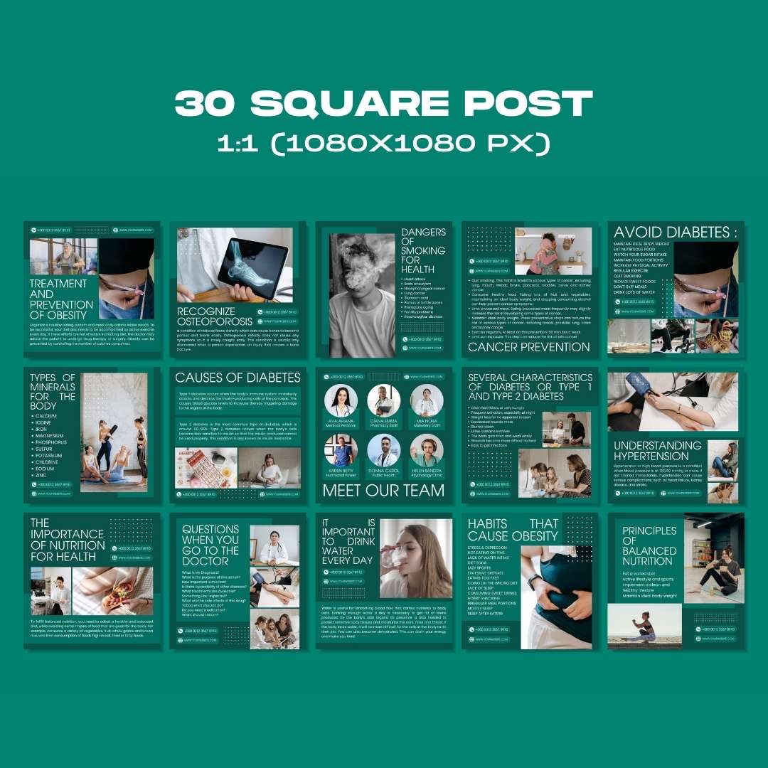 120 Green Medical Instagram Template – Social Media Canva Template
