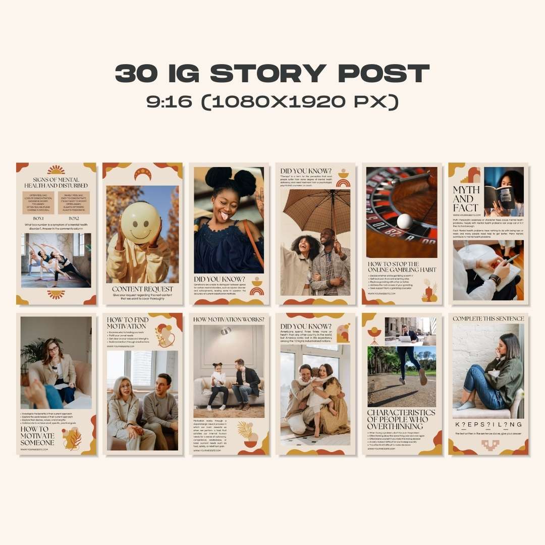 120 Mental Health Beige Instagram Templates – Social Media Canva Template