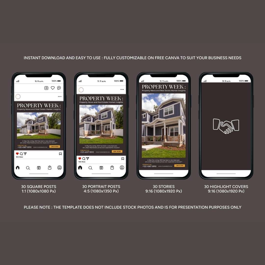 120 Real Estate Brown Instagram Post – Social Media Canva Template, Real estate Canva templates for agents & brokers