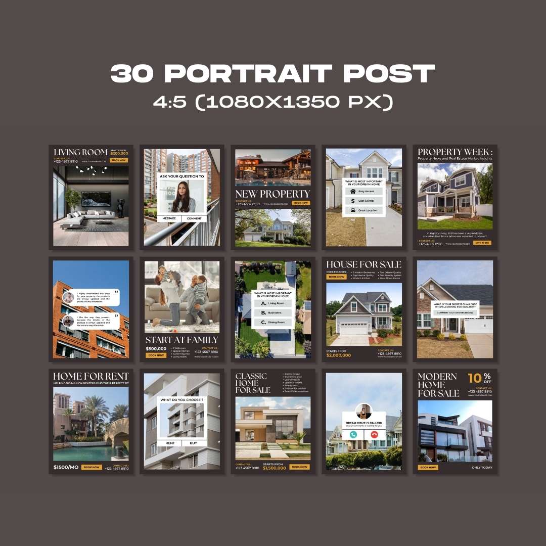 120 Real Estate Brown Instagram Post – Social Media Canva Template, Real estate Canva templates for agents & brokers