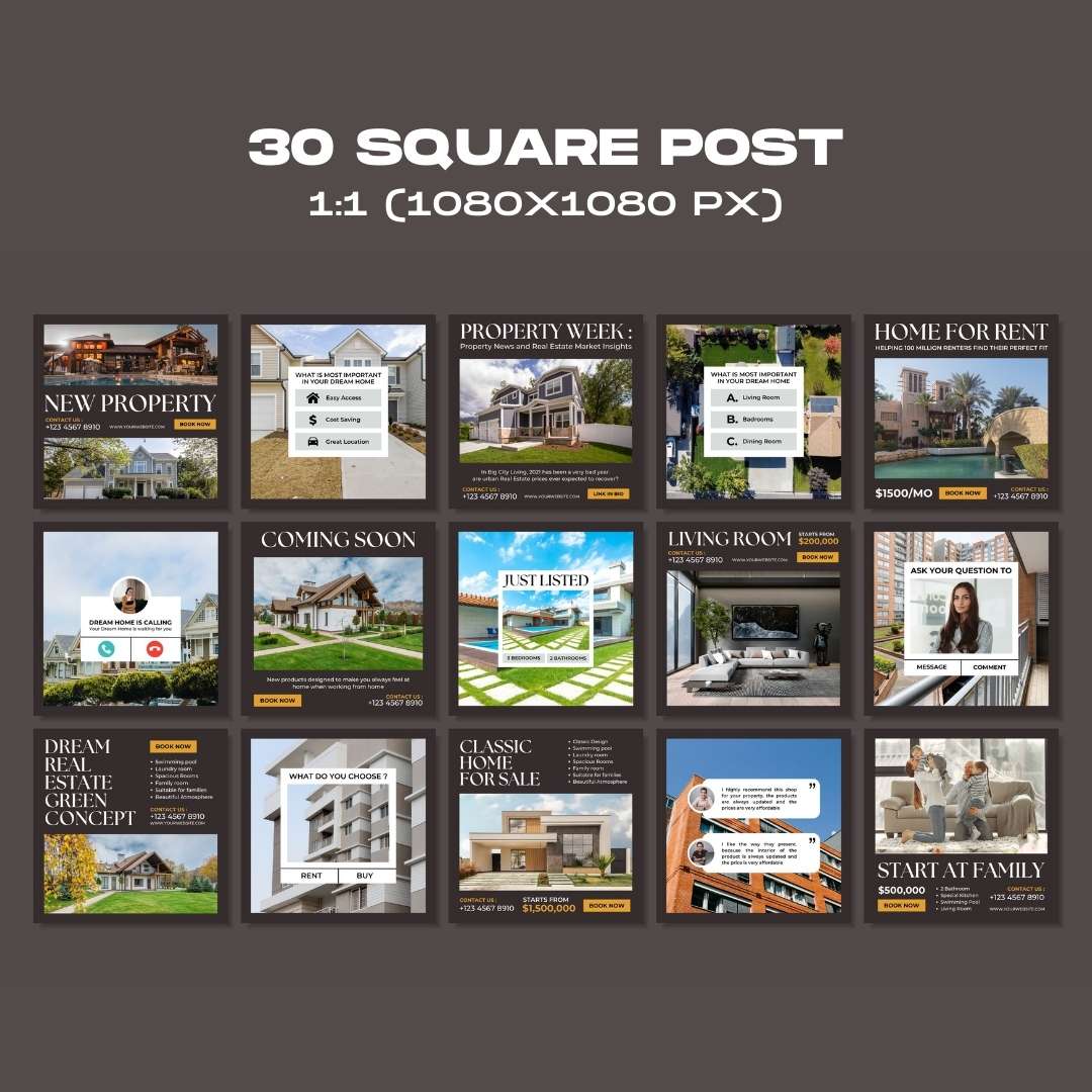 120 Real Estate Brown Instagram Post – Social Media Canva Template, Real estate Canva templates for agents & brokers