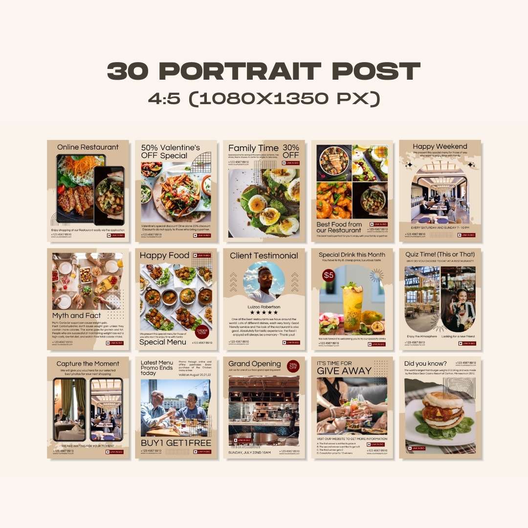 120 Brown Restaurant Instagram Post – Social Media Canva Template