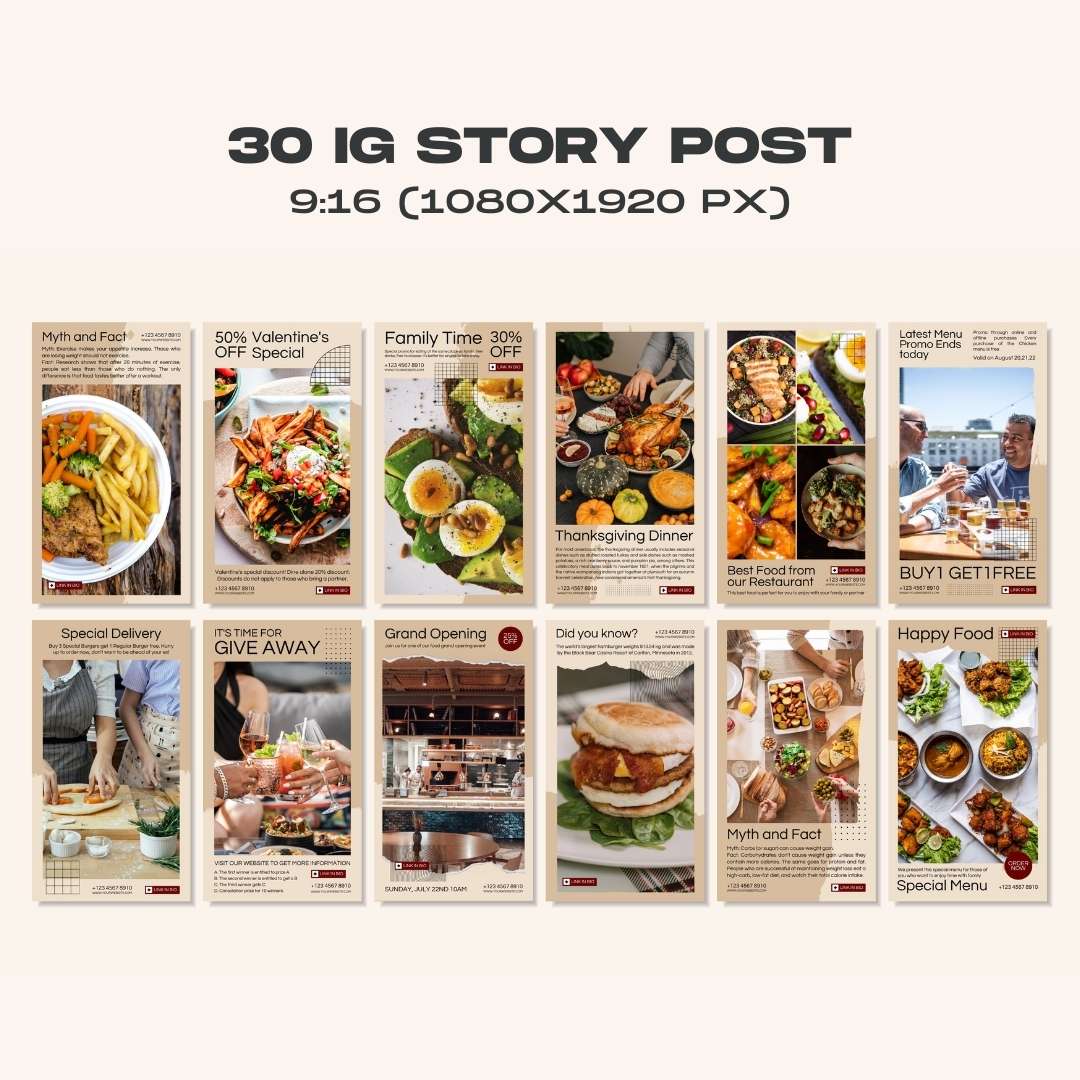 120 Brown Restaurant Instagram Post – Social Media Canva Template