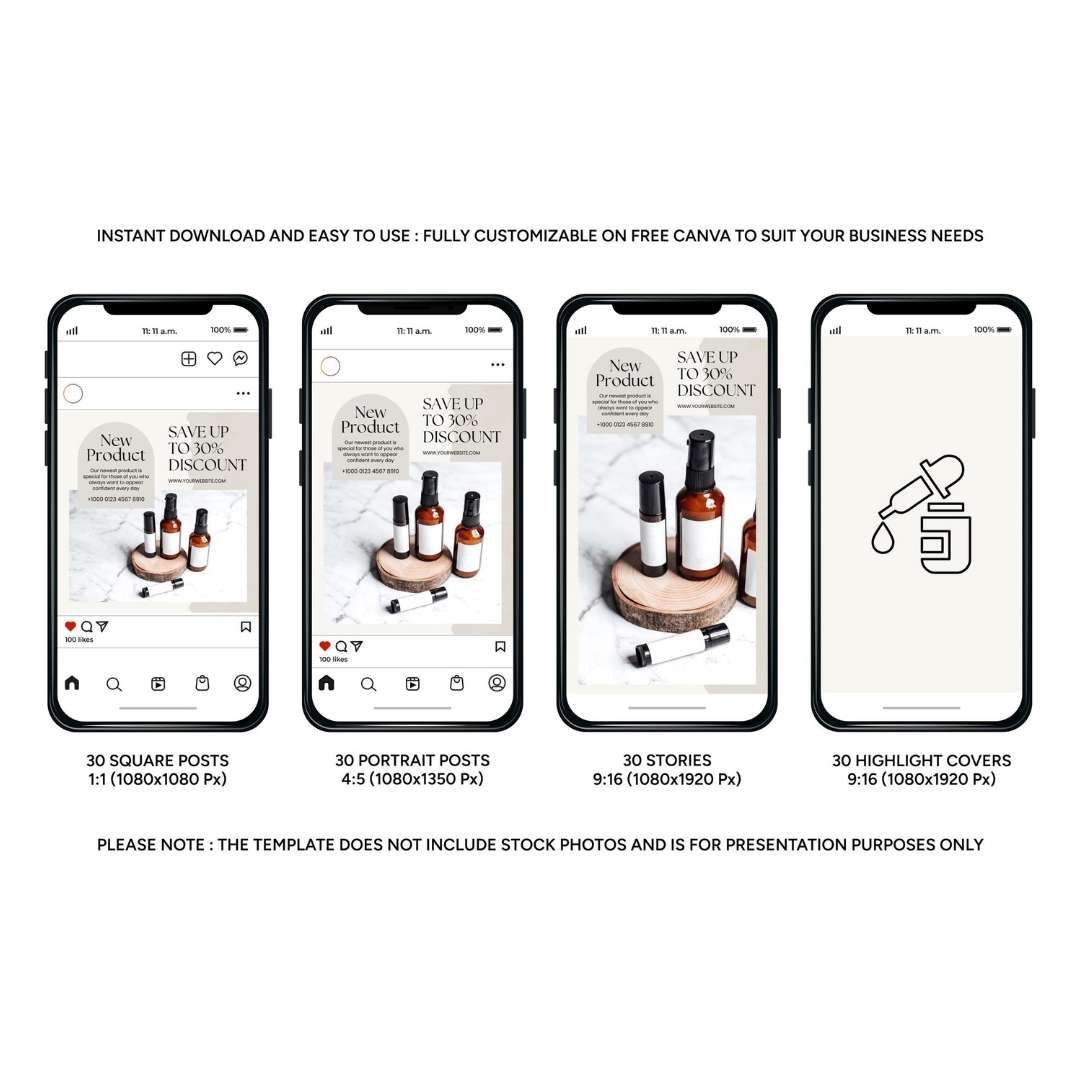 120 Skincare Business Instagram Post – Social Media Canva Template