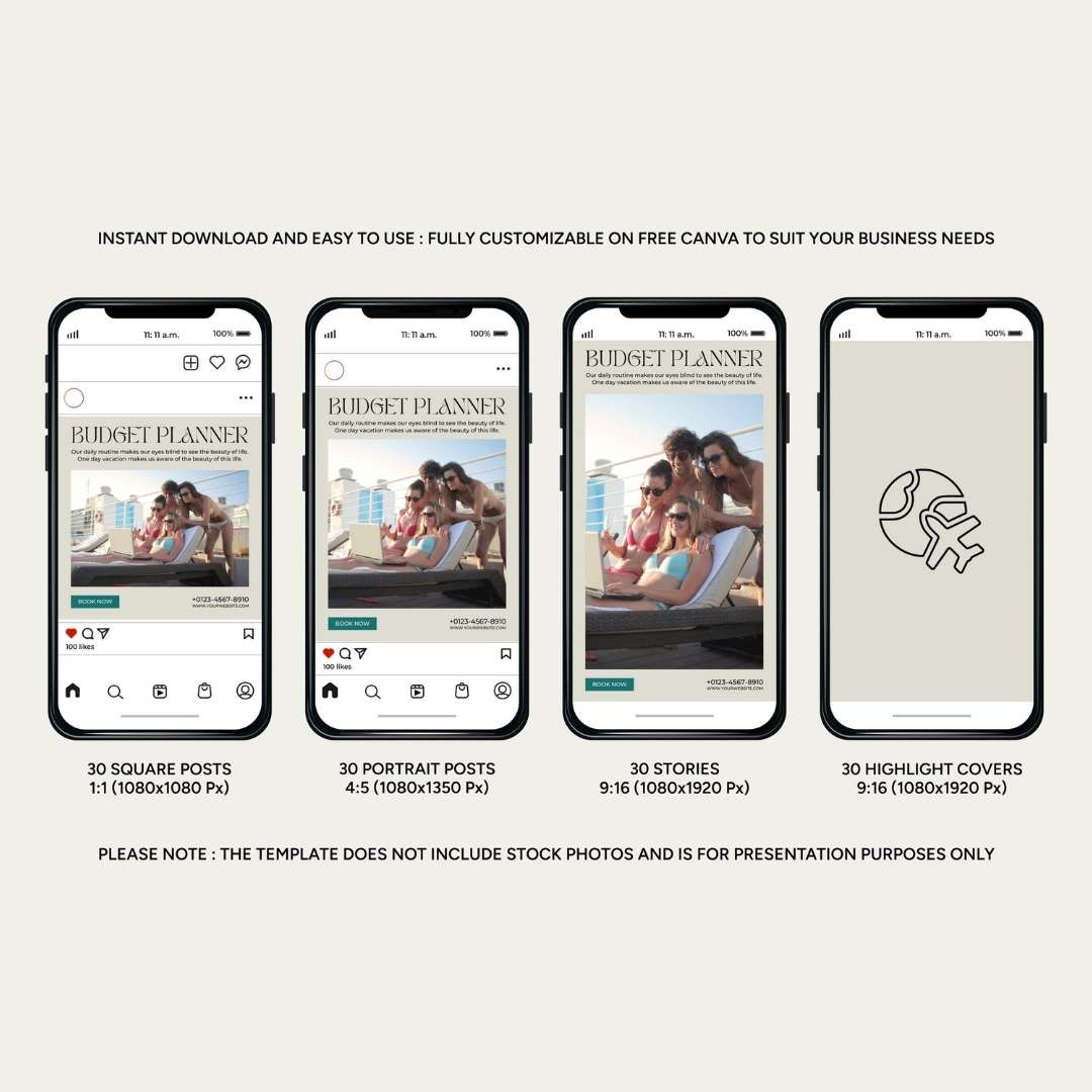 120 Travel Business Instagram Post – Social Media Canva Template