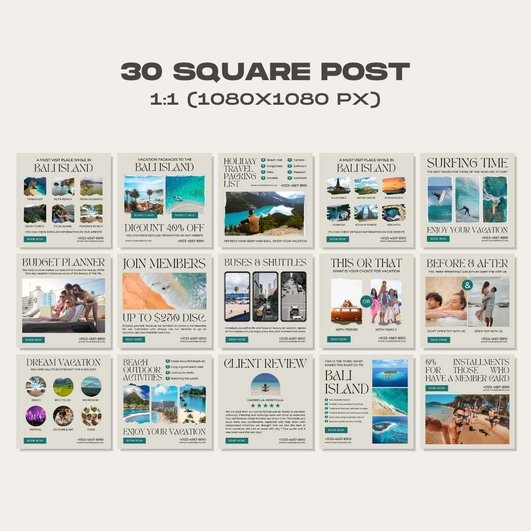120 Travel Business Instagram Post – Social Media Canva Template