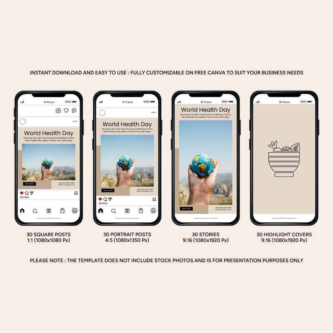 120 Wellness Brown Instagram Post – Social Media Canva Template