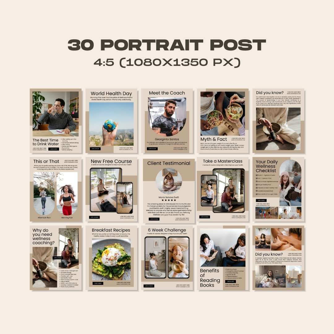 120 Wellness Brown Instagram Post – Social Media Canva Template