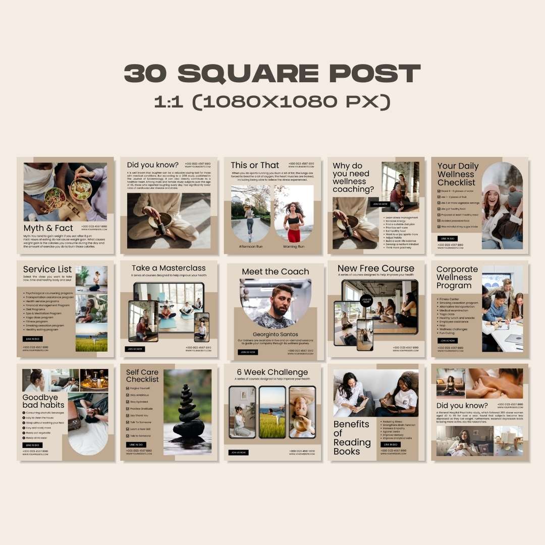 120 Wellness Brown Instagram Post – Social Media Canva Template