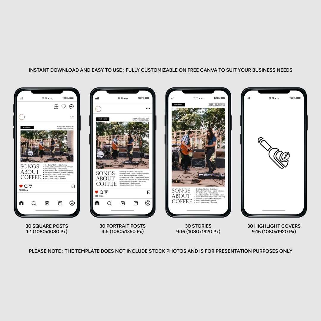 120 Coffee White Instagram Post - Social Media Canva Template