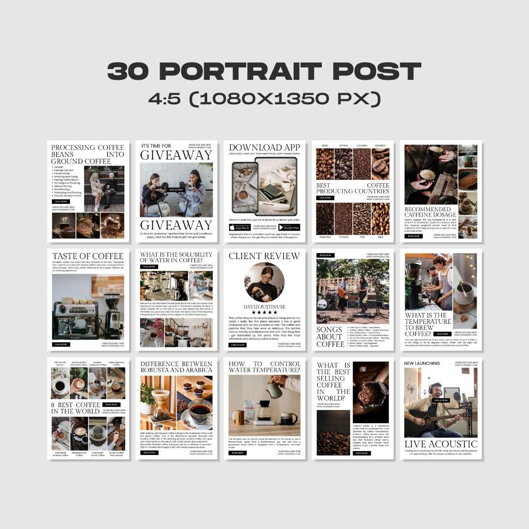 120 Coffee White Instagram Post - Social Media Canva Template