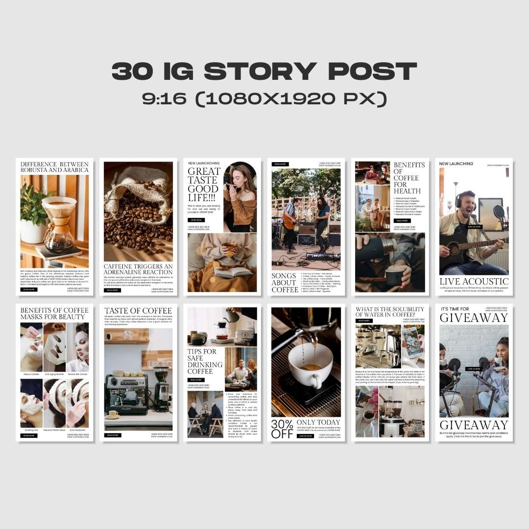 120 Coffee White Instagram Post - Social Media Canva Template