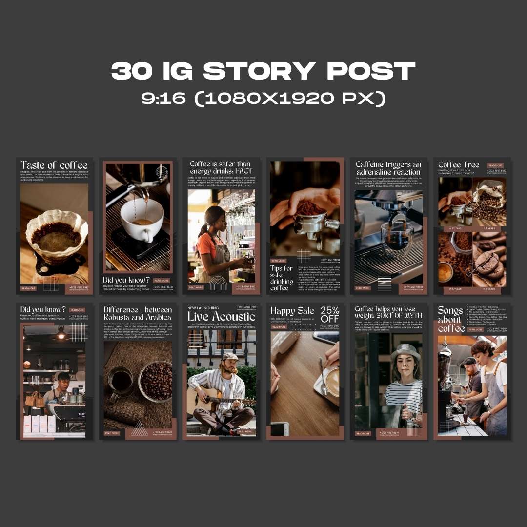 120 Coffee Black Instagram Post - Social Media Canva Template