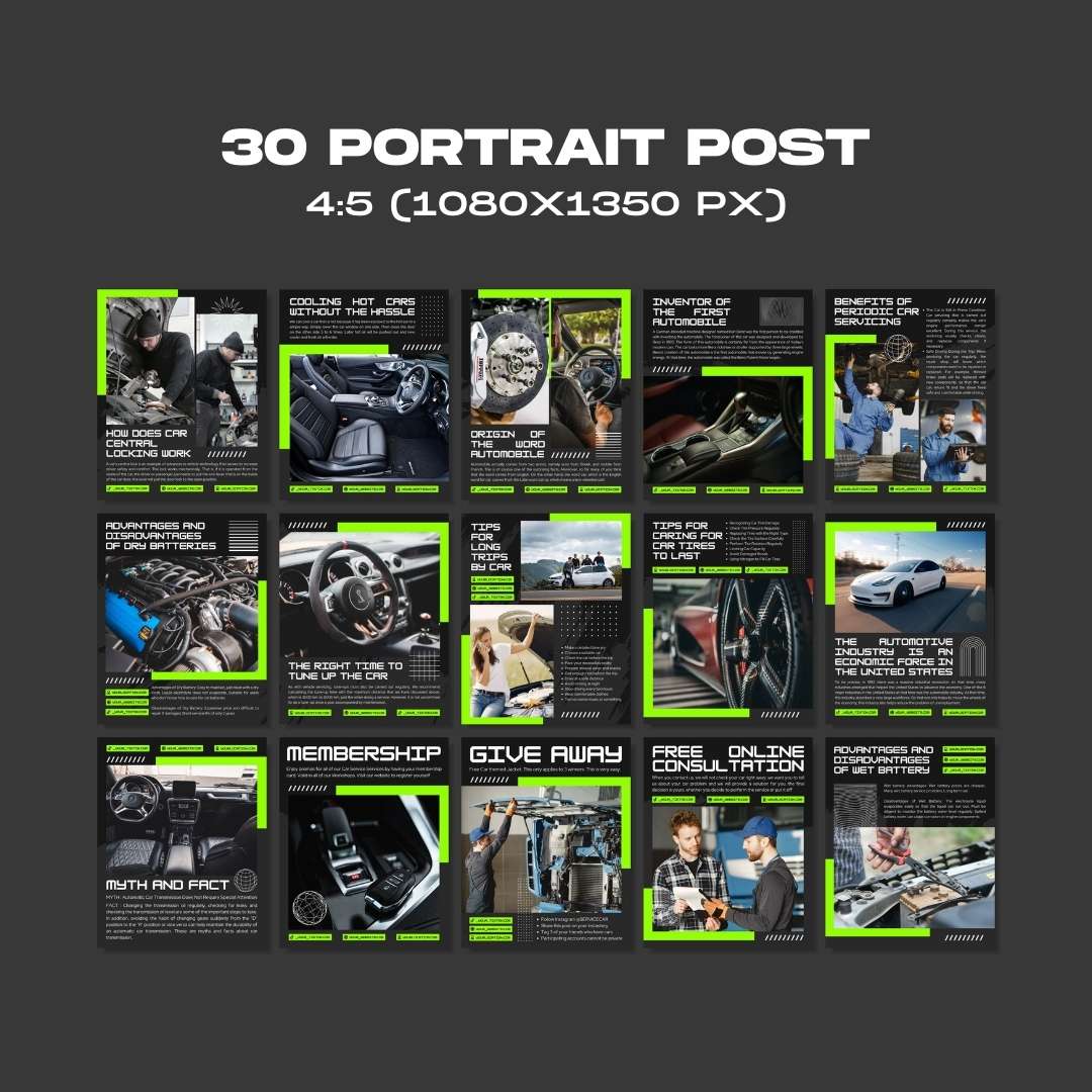 120 Mechanic Green Instagram Post - Social Media Canva Templates