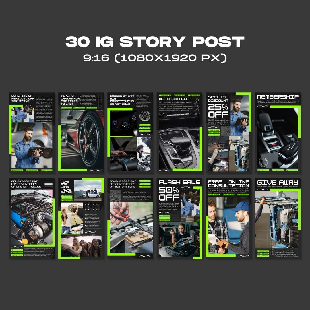 120 Mechanic Green Instagram Post - Social Media Canva Templates