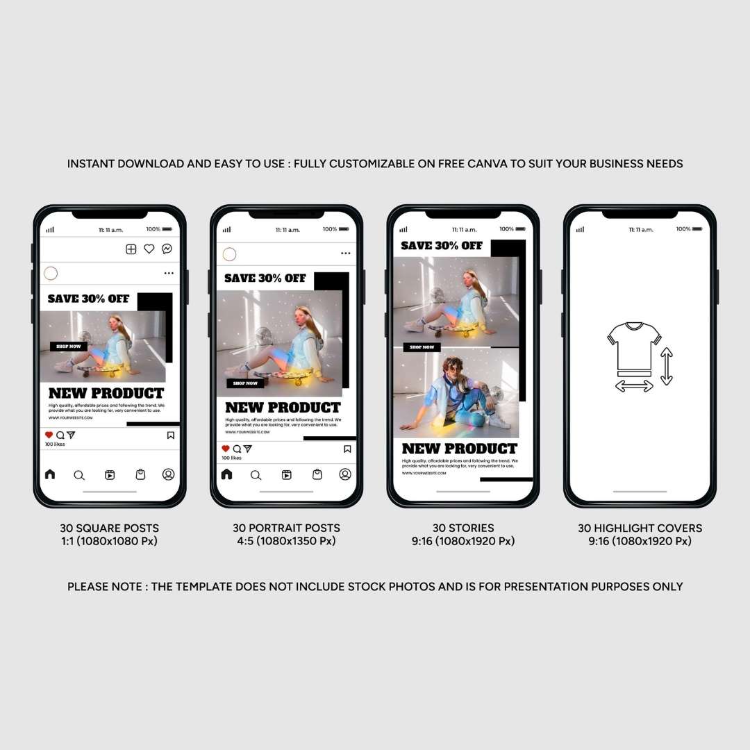120 Fashion White Instagram Post - Social Media Canva Template