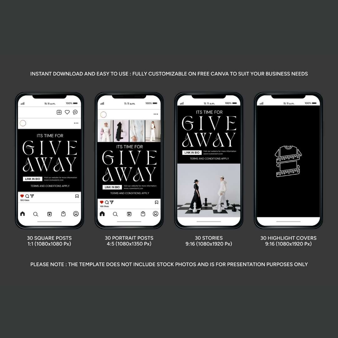 120 Fashion Black Instagram Post - Social Media Canva Template