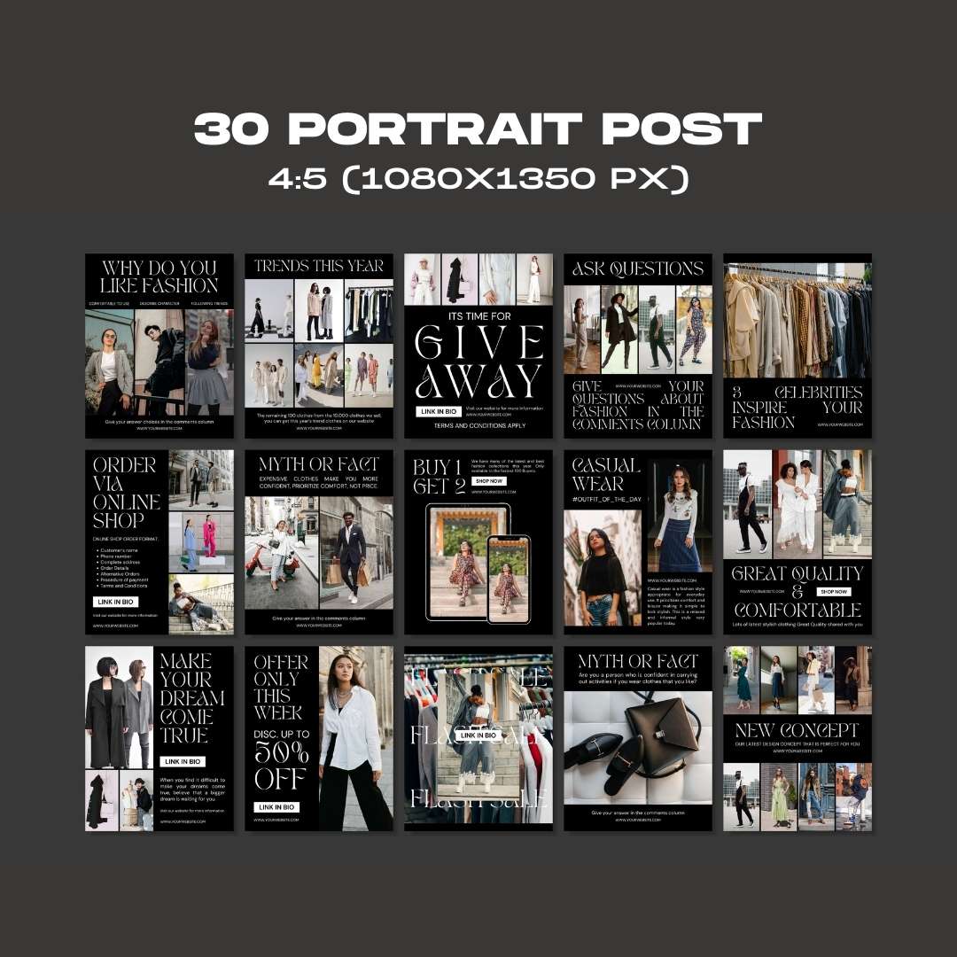 120 Fashion Black Instagram Post - Social Media Canva Template