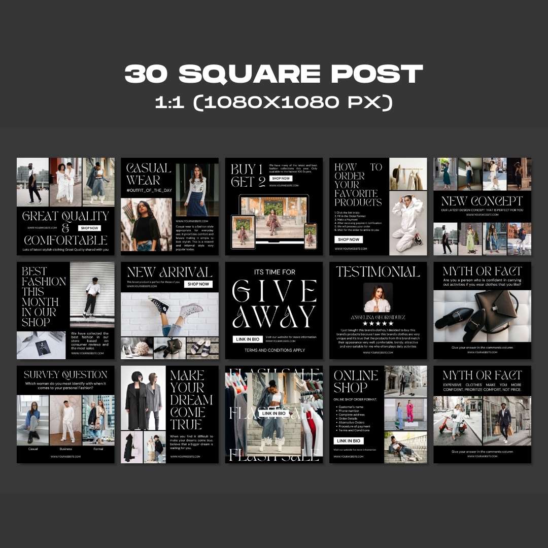 120 Fashion Black Instagram Post - Social Media Canva Template