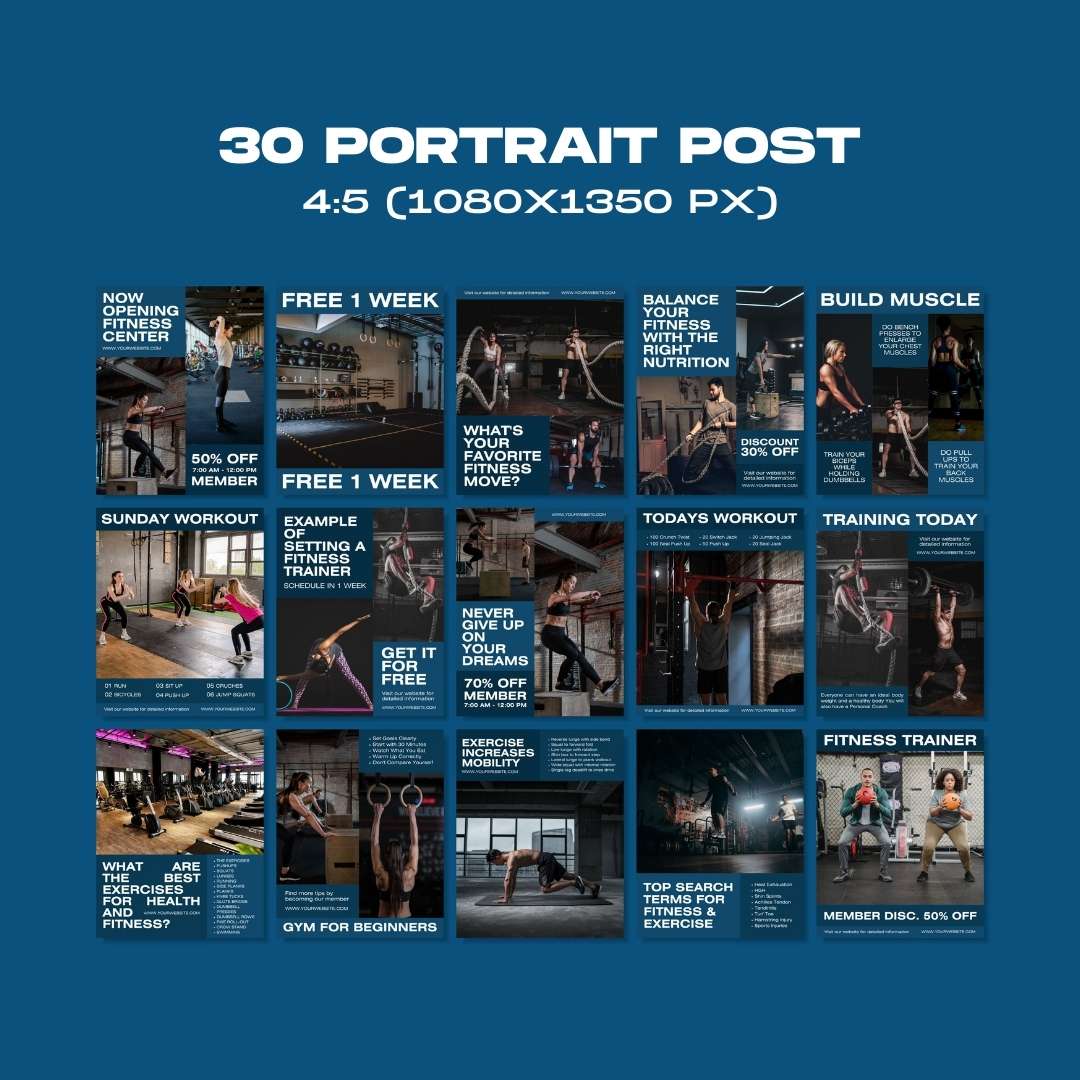 120 Fitness Blue Instagram Post - Social Media Canva Template