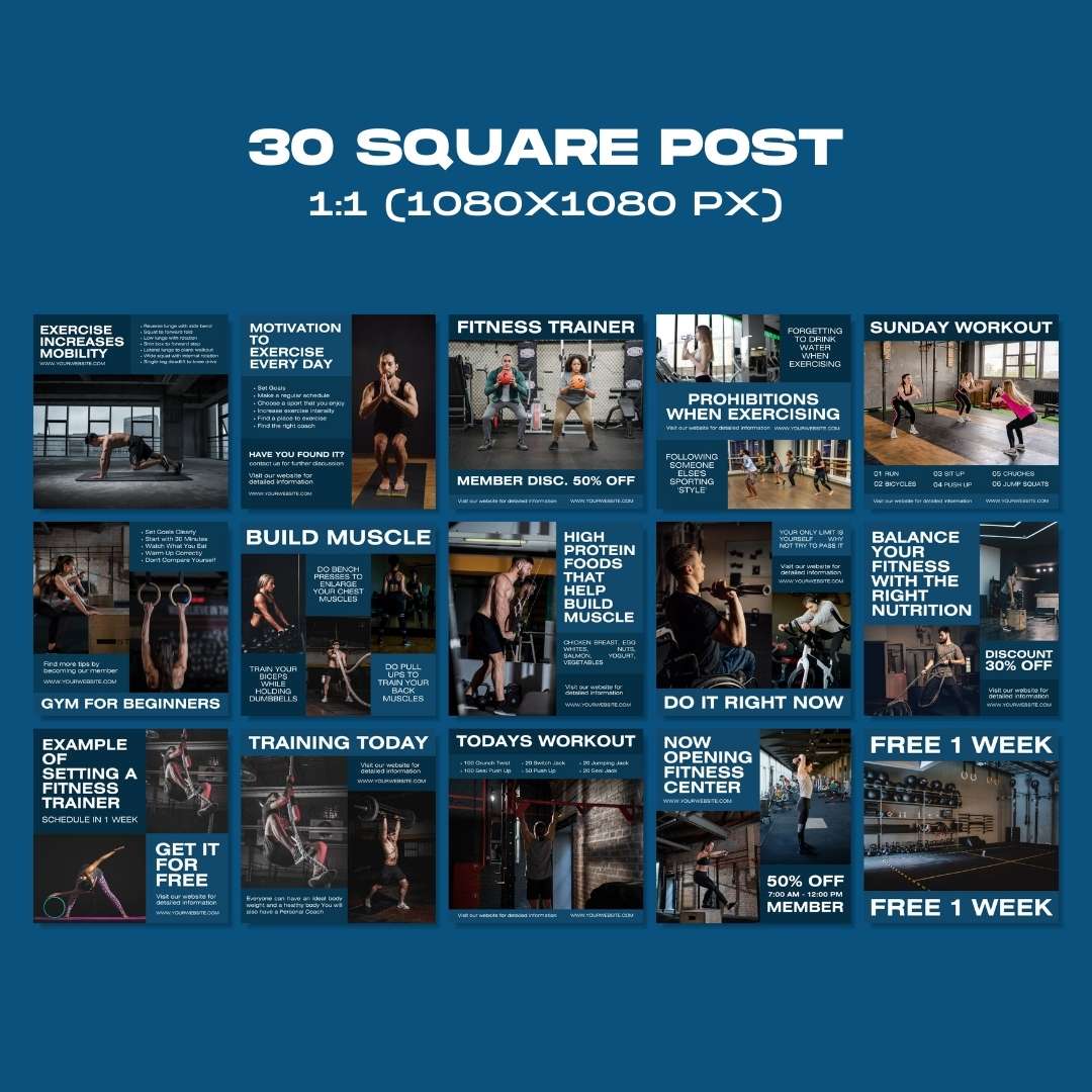 120 Fitness Blue Instagram Post - Social Media Canva Template