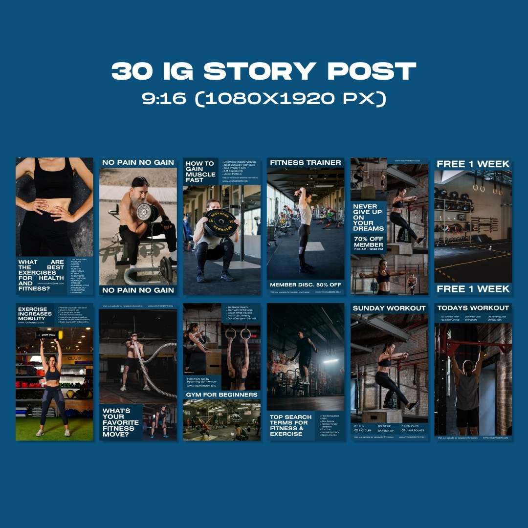 120 Fitness Blue Instagram Post - Social Media Canva Template