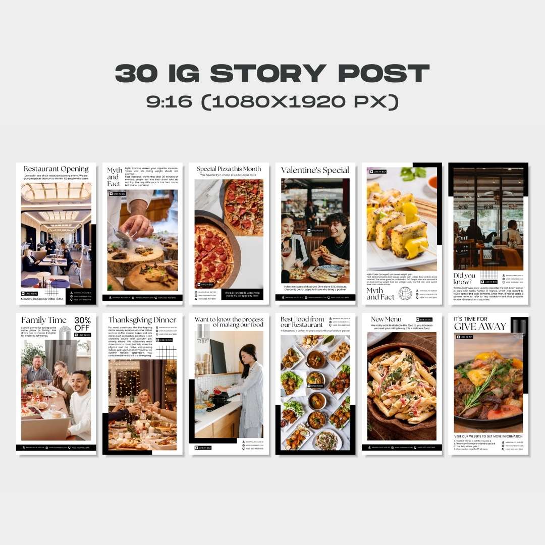 120 White Restaurant Instagram Post – Social Media Canva Template