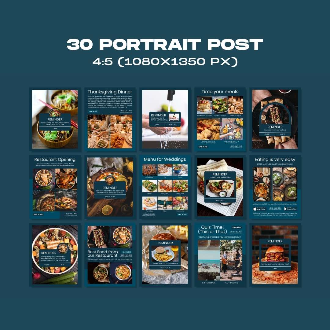 120 Blue Restaurant Instagram Post – Social Media Canva Template