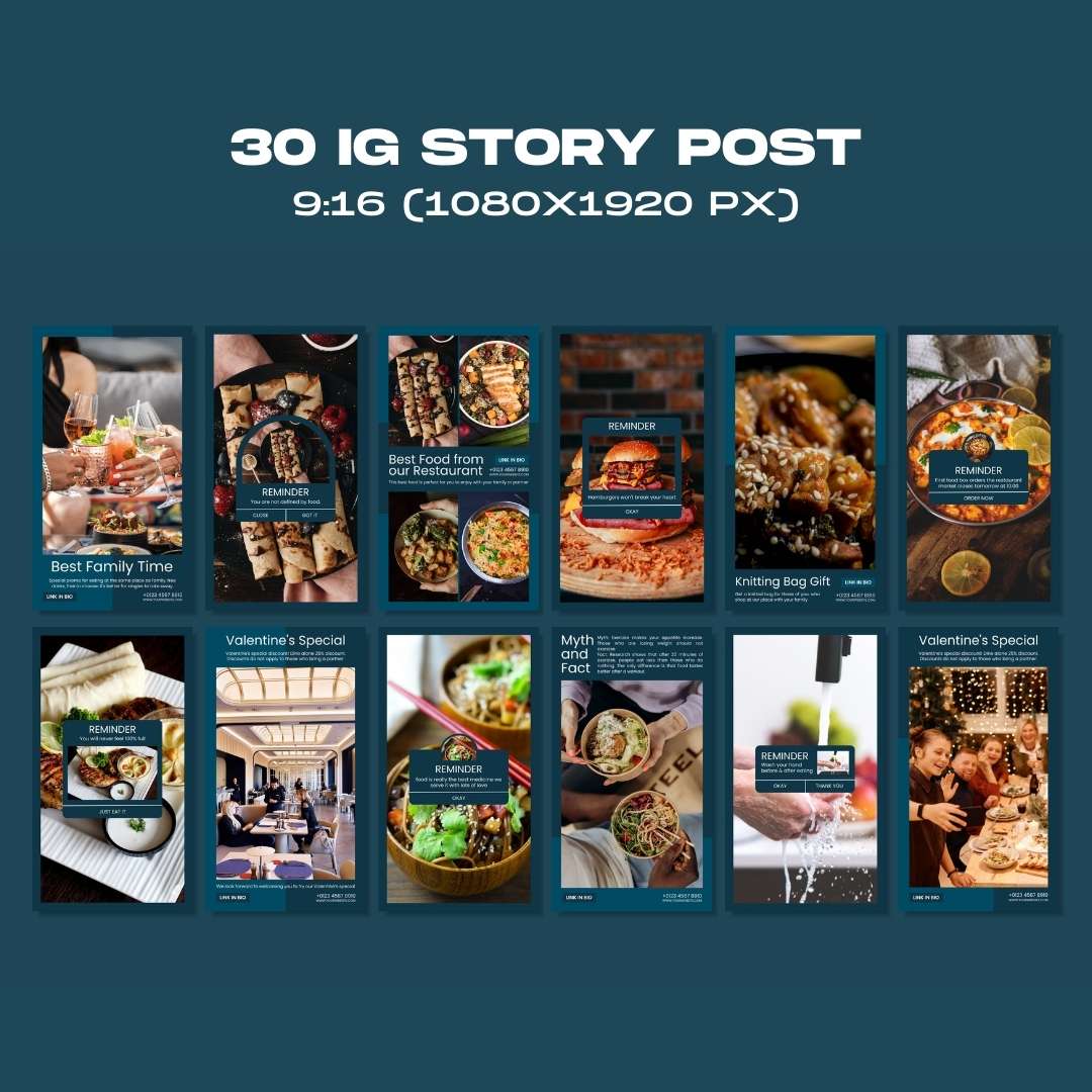120 Blue Restaurant Instagram Post – Social Media Canva Template