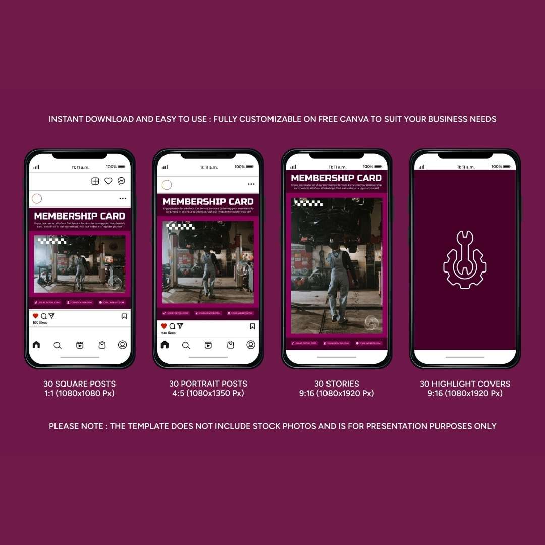 120 Mechanic Purple Instagram Post - Social Media Canva Templates