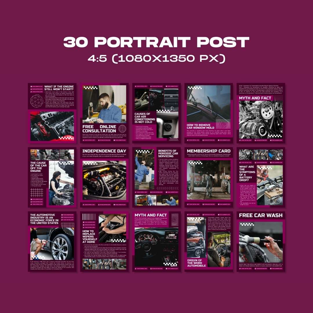120 Mechanic Purple Instagram Post - Social Media Canva Templates