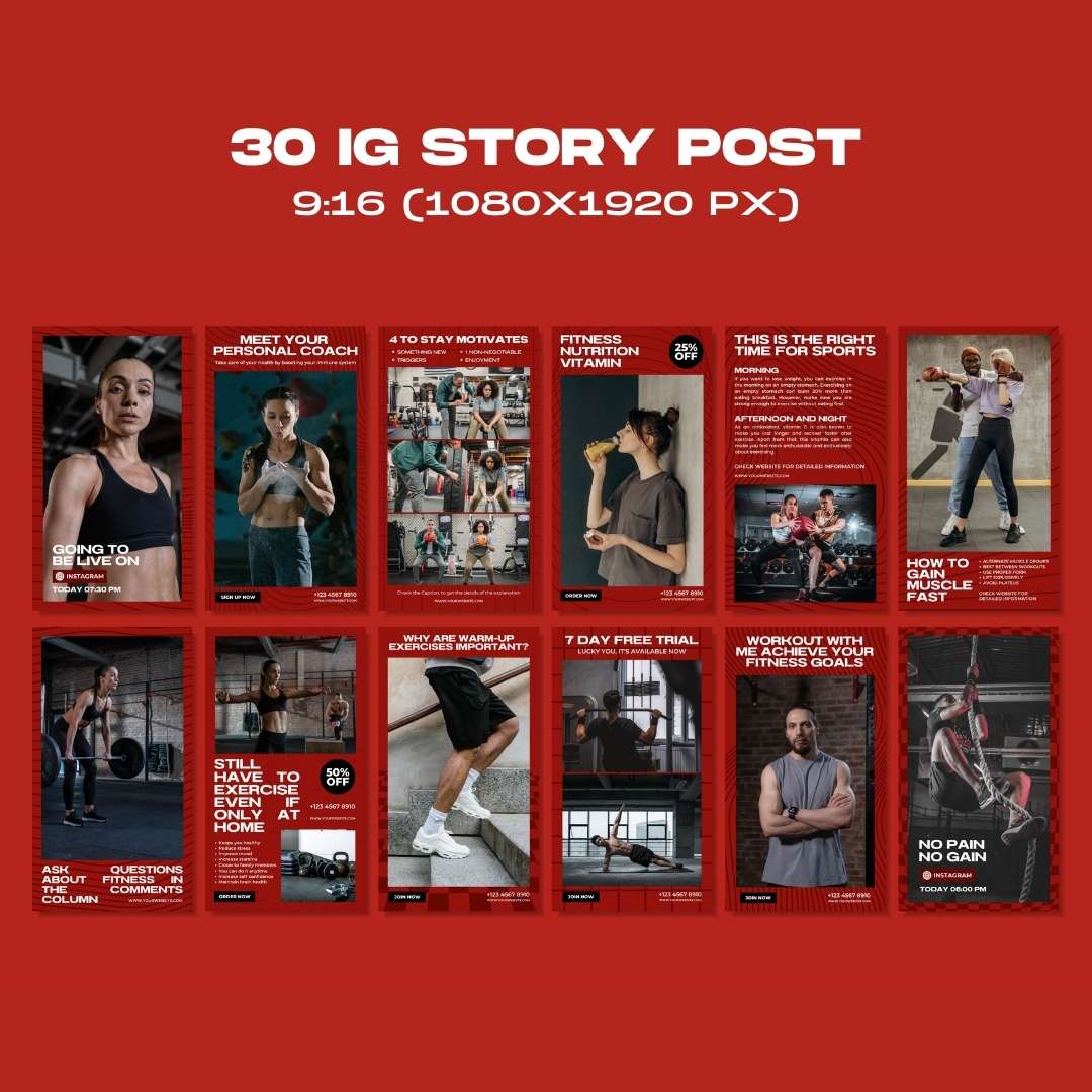 120 Fitness Red Instagram Post - Social Media Canva Template