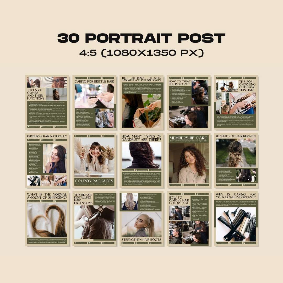 120 Hairstylish Green Instagram Post - Social Media Canva Template
