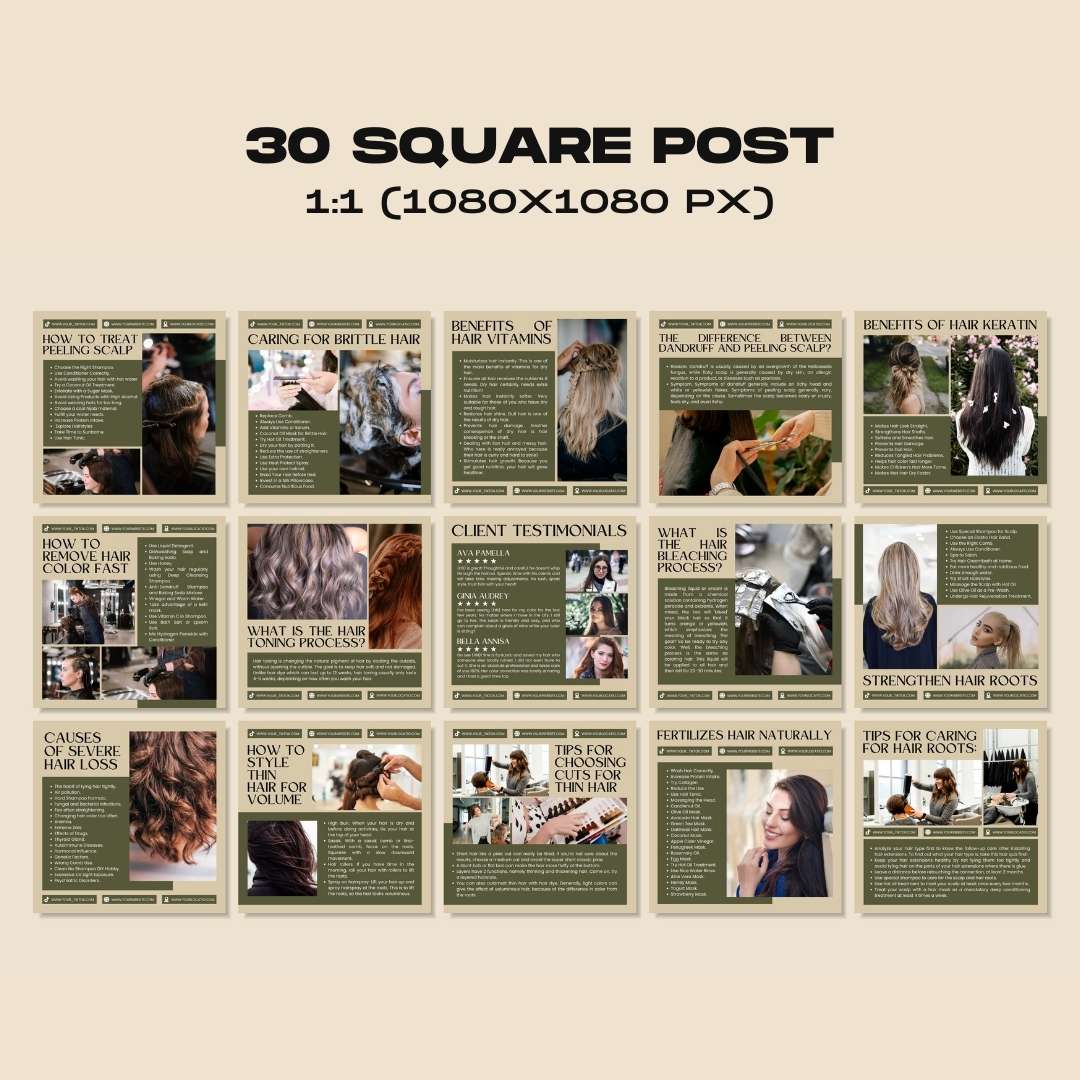 120 Hairstylish Green Instagram Post - Social Media Canva Template
