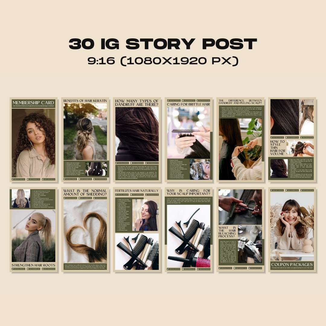 120 Hairstylish Green Instagram Post - Social Media Canva Template
