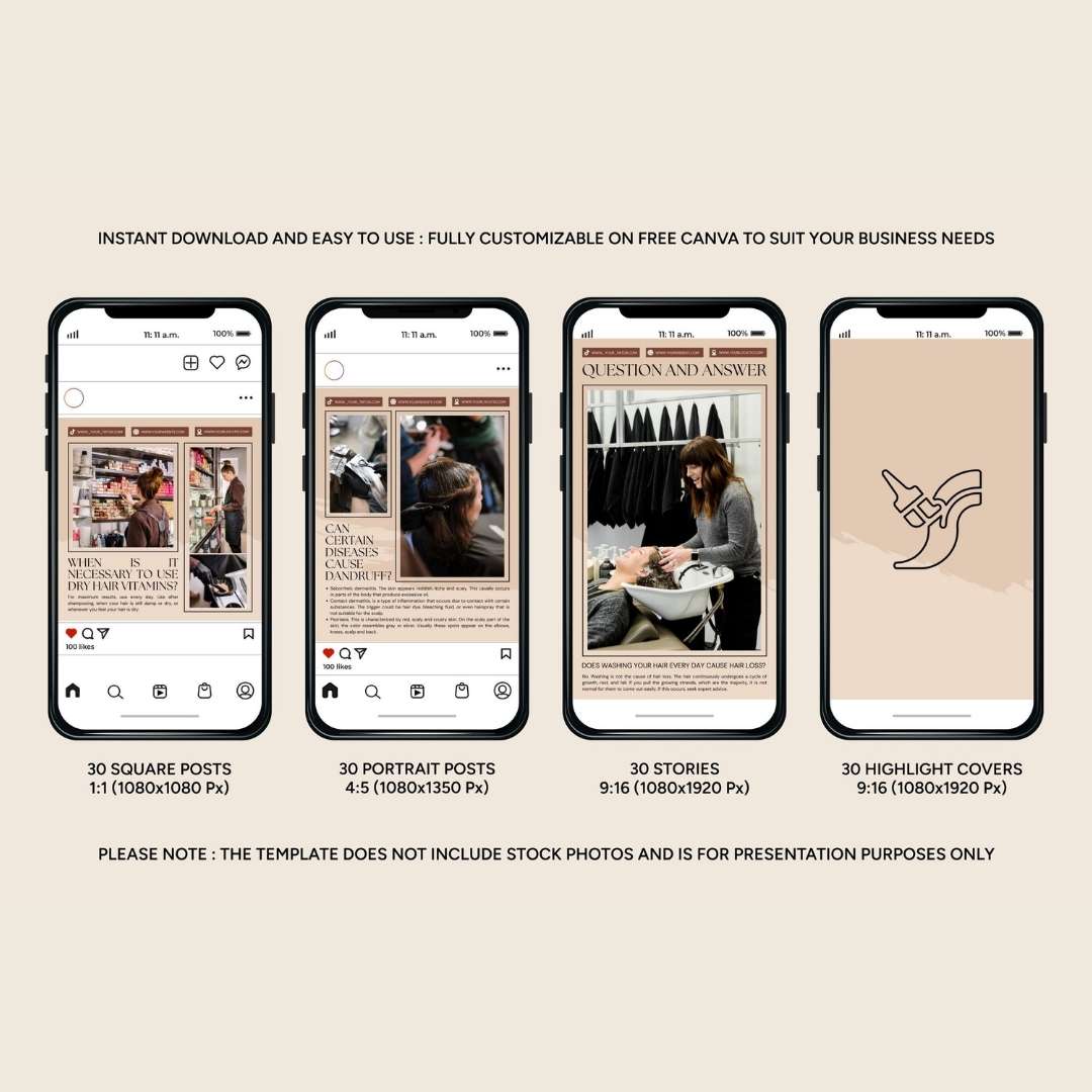 120 Hairstylish Cream Instagram Post - Social Media Canva Template