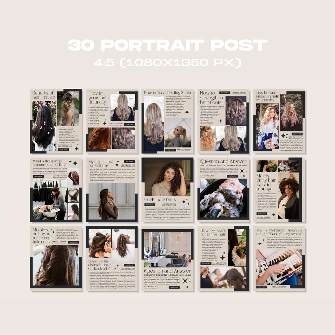 120 Hairstylish Beige Instagram Post - Social Media Canva Template