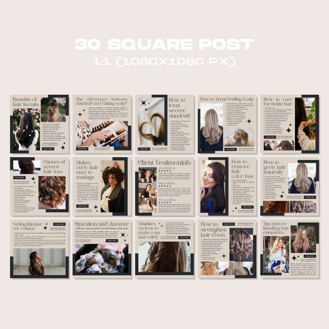 120 Hairstylish Beige Instagram Post - Social Media Canva Template