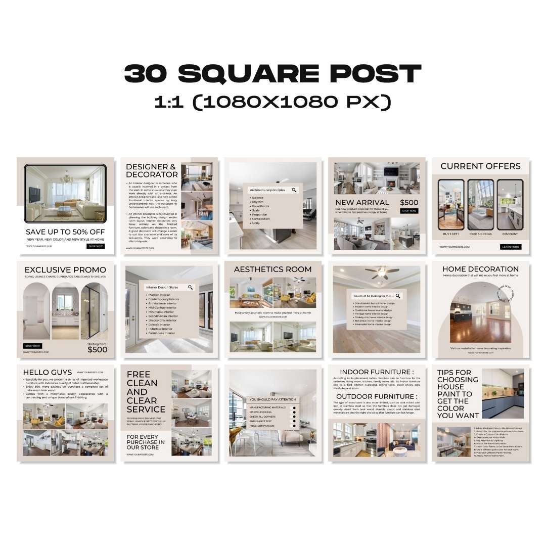 120 Interior Gray Instagram Post - Social Media Canva Template