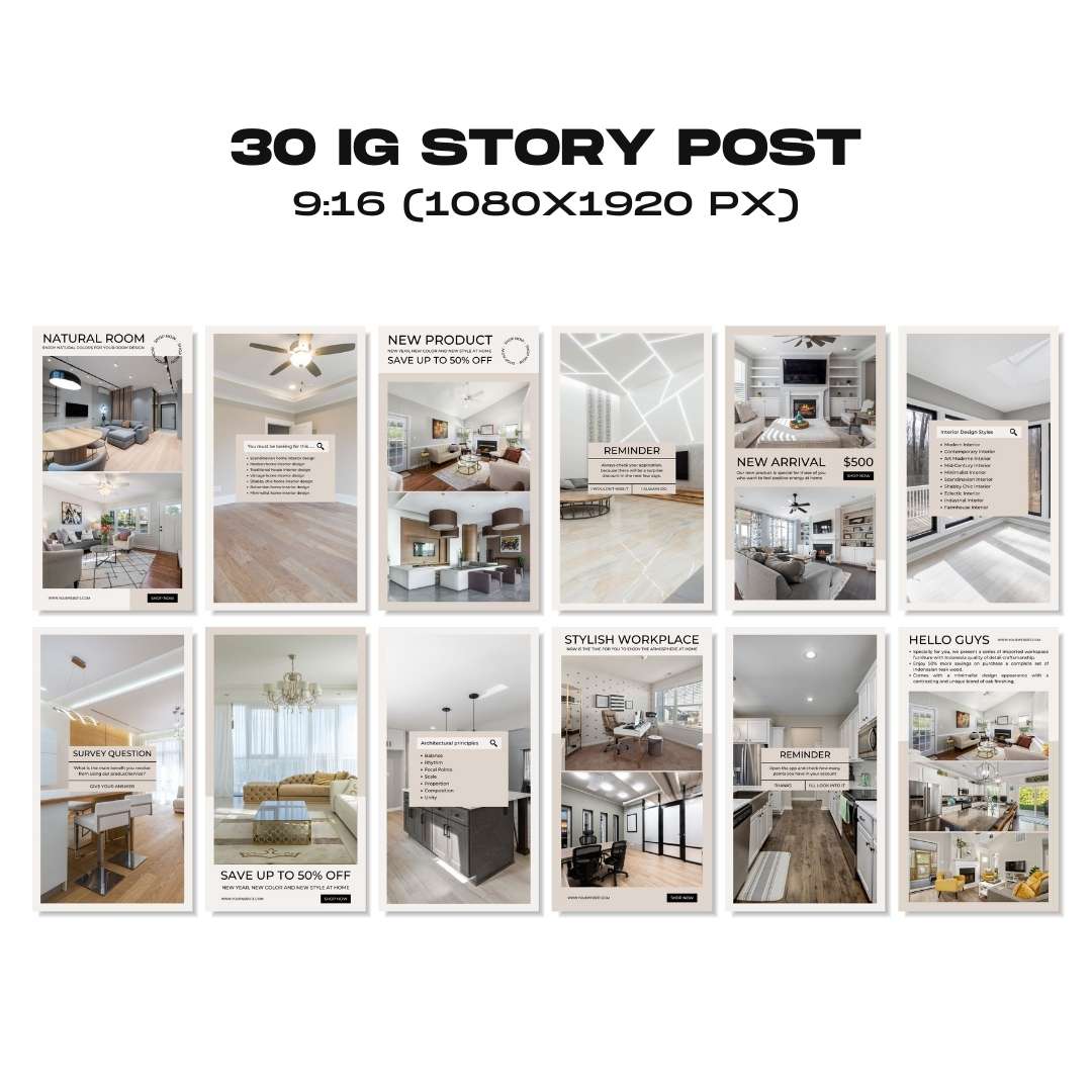 120 Interior Gray Instagram Post - Social Media Canva Template