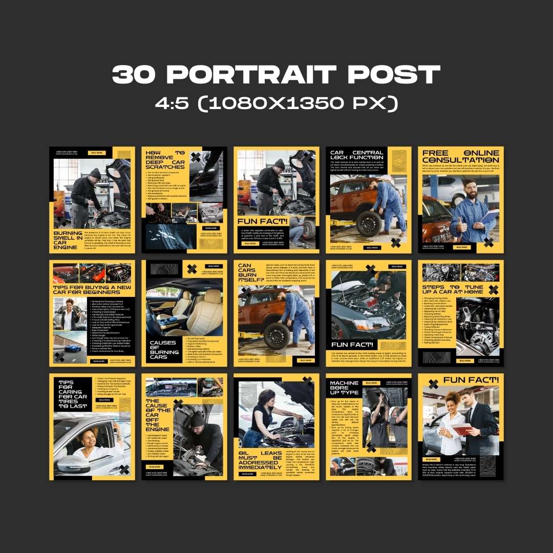 120 Mechanic Yellow Instagram Post - Social Media Canva Templates