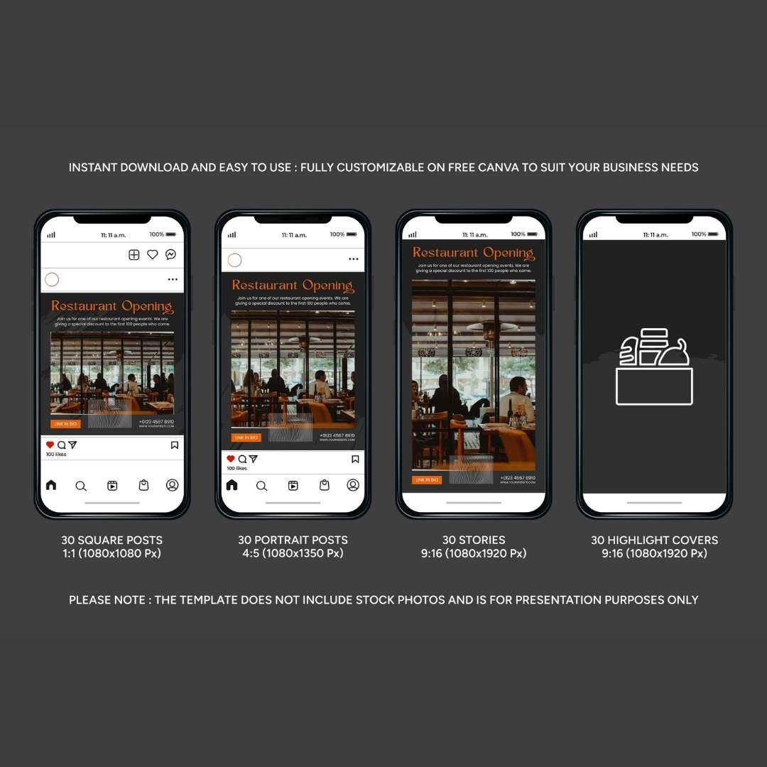 120 Black Restaurant Instagram Post – Social Media Canva Template